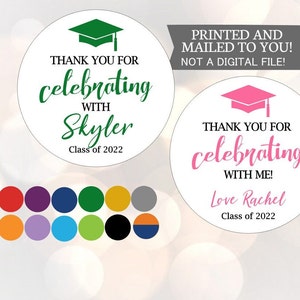 Graduation Thank you Stickers, Graduation Favor Stickers, Class of  Stickers, Thank You Stickers, Printed Favor Stickers