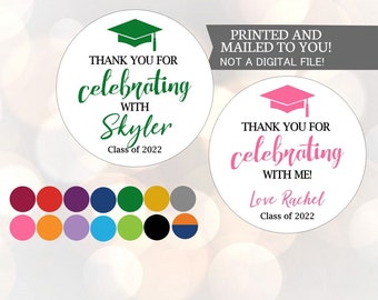 2024 Graduation Thank you Stickers, Graduation Favor Stickers, Class of  Stickers, Thank You Stickers, Printed Favor Stickers