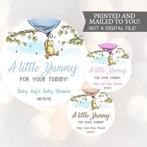 Winnie the Pooh, poco deliciosa para tu barriga, Pegatinas, Baby Shower, Cumpleaños, Honey Favors, Pegatinas clásicas de Winnie the Pooh Baby