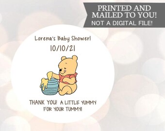 Winnie the Pooh, Yummy For Your Tummy, Stickers, Baby Shower, Birthday, Honey Favors, Baby Winnie the Pooh Baby stickers
