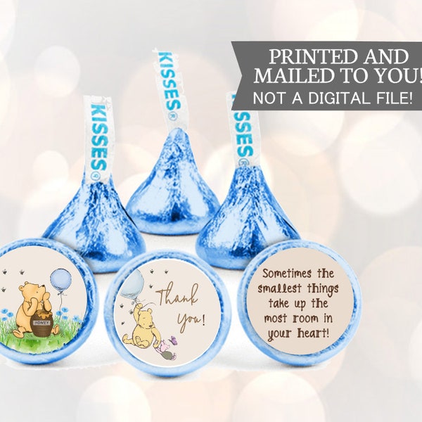 108 Baby Classic Winnie the Pooh Baby Shower or Birthday Chocolate Kiss Stickers, Mint
