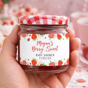Berry Sweet Baby Shower Jam Jar, Thank you Stickers, Baby Shower, Birthday, Baby Berry Sweet Baby Shower Mini Jam Stickers,  Labels ONLY