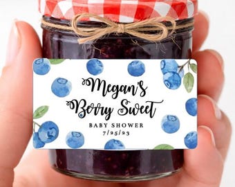 blueberry Berry Sweet Baby Shower Blueberry Jam , Thank you Stickers, Baby Shower, Birthday, Baby Shower Mini Jam, Labels ONLY