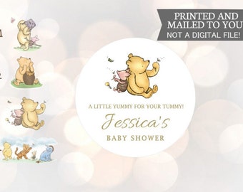 Winnie the Pooh Stickers, A Little Yummy for your Tummy, Honey Favor, Baby Shower, Birthday, Classic Pooh