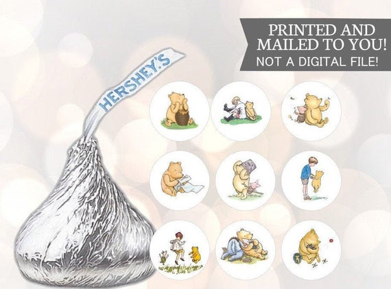 Baby Classic Christopher Robin Winnie the Pooh Baby Shower or Birthday Hershey Kiss Stickers 108 per sheet