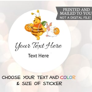 Halloween Winnie the Pooh Baby Shower, Round Favor Stickers, Eeyore & Piglet Stickers, Gift Bag Label, Thank You Sticker, Favor Label,
