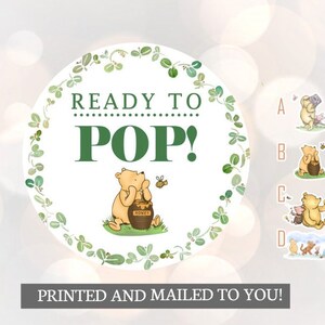 Stickers pop-corn baby shower, Winnie l'ourson, baby shower, anniversaire, cadeaux de Noël, stickers classiques Winnie l'ourson,