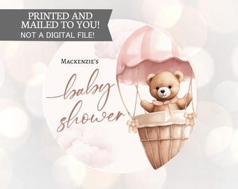Pegatinas de regalo de We Can Bearly Wait, etiquetas de regalo para baby shower con forma de osito de peluche, osito de peluche para niño en baby shower, osito para niña en baby shower