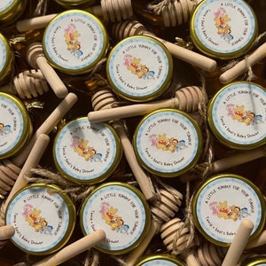 Baby Winnie the Pooh, Yummy For Your Tummy, Stickers, Baby Shower, Birthday, Honey Favors, Classic Winnie the Pooh Baby stickers
