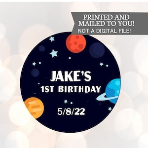 Gepersonaliseerde raketstickers, babyshower, Outerspace-verjaardag, raketten, sterren, ruimtestickers, verjaardagslabels, had een knaller, raketthema