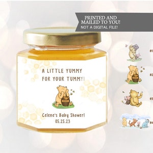 Pots de miel Winnie l'ourson, Un peu de gourmandise pour le ventre, Stickers, Baby shower, Anniversaire, Cadeaux pour miel, Classique Winnie l'ourson pour bébé
