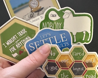 Catan Stickers Bundle | 5 stickers | Funny Catan Board Game Sticker | Durable Vinyl Plastic | Glossy Finish | Handmade