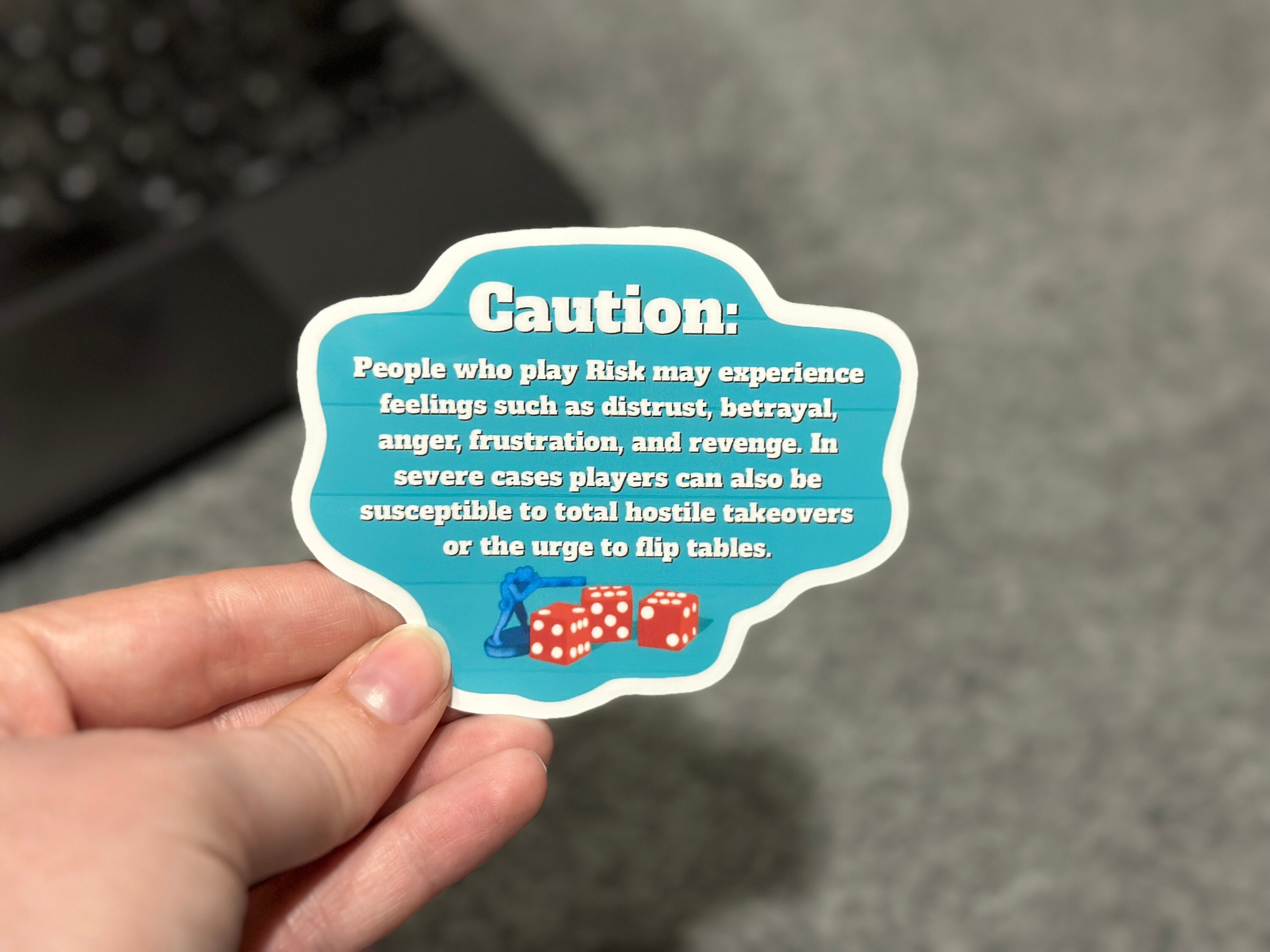 Caution Funny Risk Board Game Sticker Durable Vinyl Plastic Glossy ...