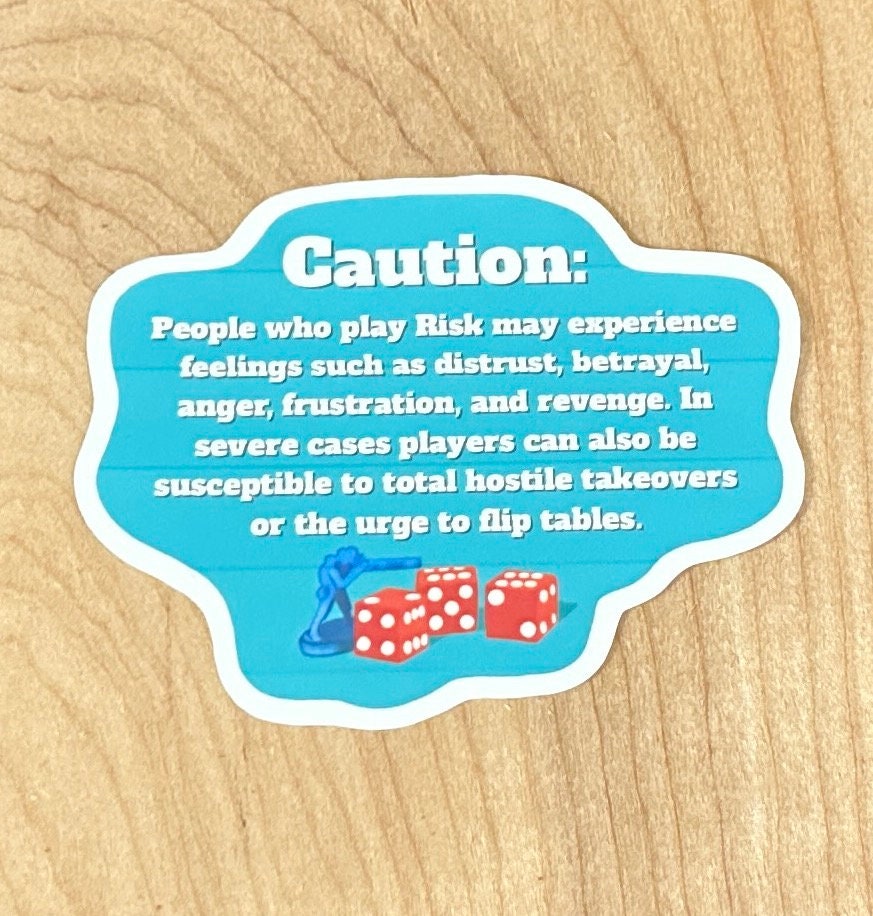 Caution Funny Risk Board Game Sticker Durable Vinyl Plastic Glossy ...
