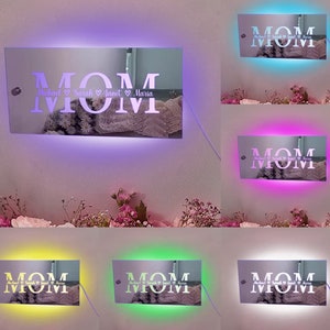 Personalized Name MOM Mirror Light,LED Family Member Name Lamp, Custom Name Mirror Neon Lamp,Mother's Day Sign for Kids Mom Friends image 4