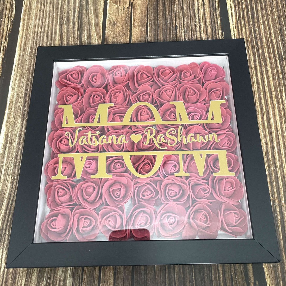 Personalized Mom Shadow Box Frame, Flower Shadowbox With Name,mom