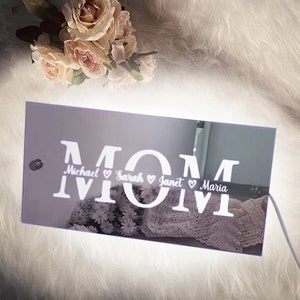 Personalized Name MOM Mirror Light,LED Family Member Name Lamp, Custom Name Mirror Neon Lamp,Mother's Day Sign for Kids Mom Friends image 6