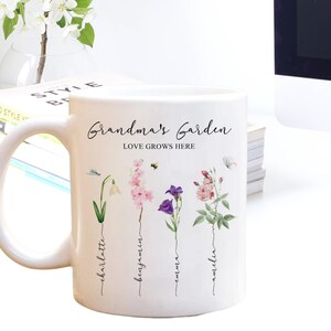 Custom Grandma's Garden Flower Vase,Mother's Day Gift,Grandkid Name Flower Vase,Birthflower Vase,Wildflower Gifts,Grandma Garden Gifts image 2