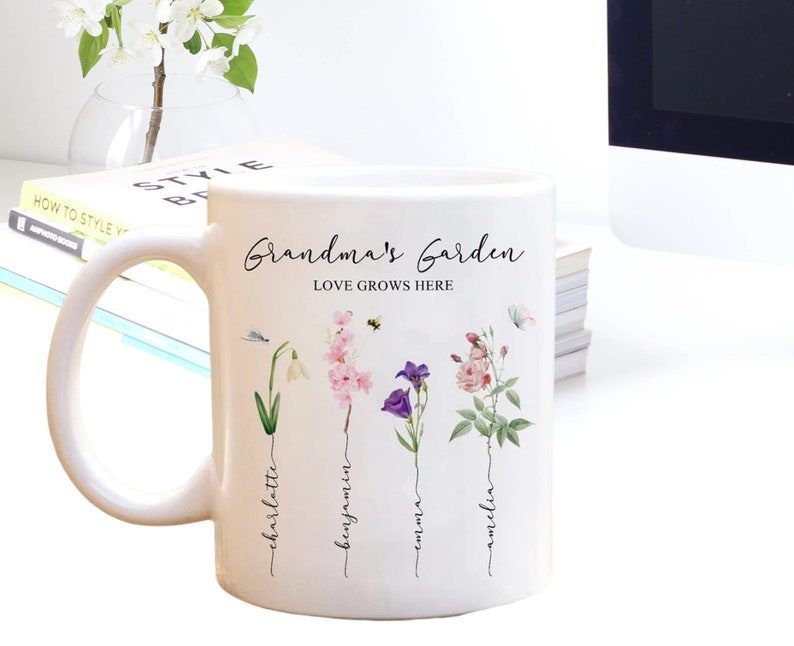 Custom Grandma's Garden Flower Vase,Mother's Day Gift,Grandkid Name Flower Vase,Birthflower Vase,Wildflower Gifts,Grandma Garden Gifts image 2