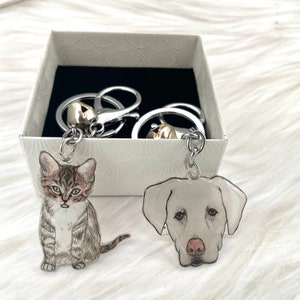 Custom Pet Keychain Charm,Hand Painted Pet Portrait Keychains,Personalised Pet Gift,Pet Loss Sympathy Gift,Dog Mom Keychain,Mothers Day Gift