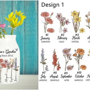 Custom Grandma's Garden Flower Vase,Mother's Day Gift,Grandkid Name Flower Vase,Birthflower Vase,Wildflower Gifts,Grandma Garden Gifts image 3
