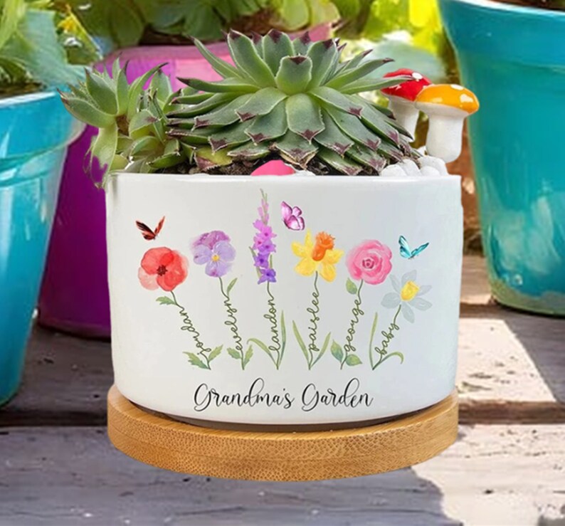 Custom Grandma's Garden Flower Vase,Mother's Day Gift,Grandkid Name Flower Vase,Birthflower Vase,Wildflower Gifts,Grandma Garden Gifts image 7