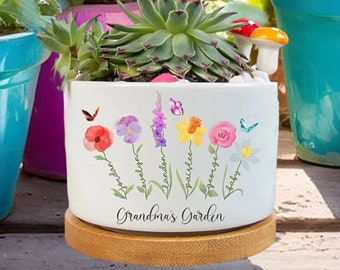 Personalized Flower Pot,Birth Month plant Pot,Grandma Garden Gifts,Mother's Day Gifts,Gift for Planter Lovers,Birth Flower Mom Gifts