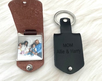 Keychain With Photo for Men, Fathers Day Gift,Personalized Leather Keychain for Daddy from Kids,Drive Safe,Gift for Husband,Man Accessory