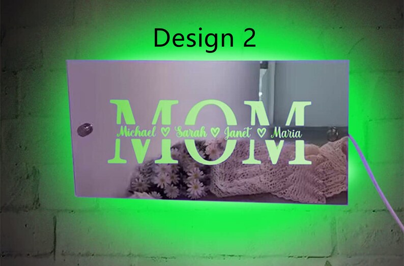 Personalized Name MOM Mirror Light,LED Family Member Name Lamp, Custom Name Mirror Neon Lamp,Mother's Day Sign for Kids Mom Friends image 3