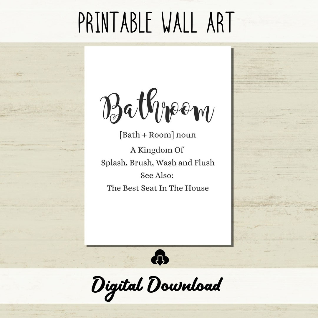 Bathroom Noun Funny Bathroom Art Toilet Signs Printable Etsy