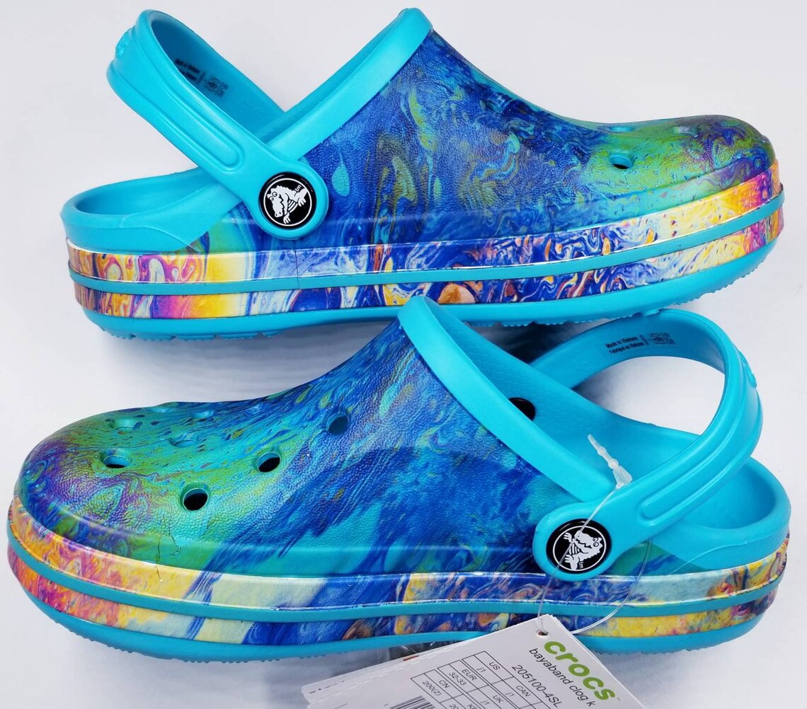 Crocs Bayaband Clog Professionally Hydro Dipped With Oil Slick Etsy