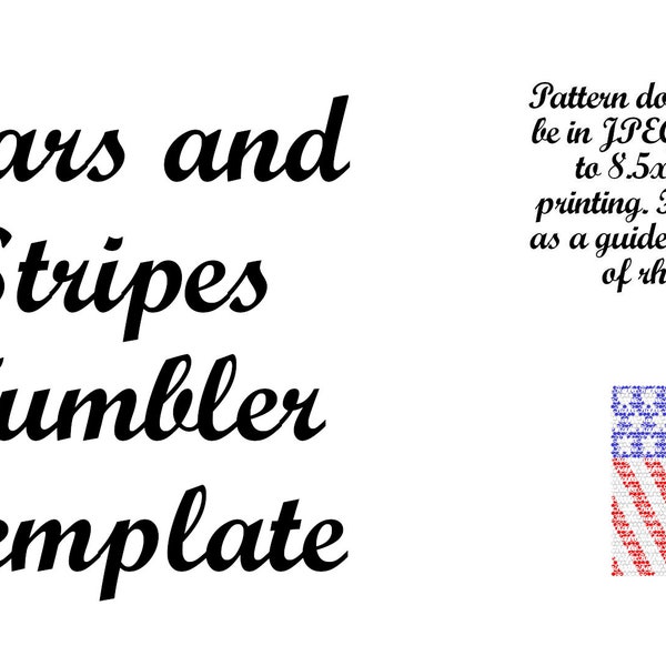 Rhinestone Tumbler Stars and Stripes Pattern TEMPLATE