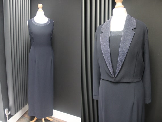 Super Cool Vintage 1990s Dress Jacket Size UK 16 Navy Silver