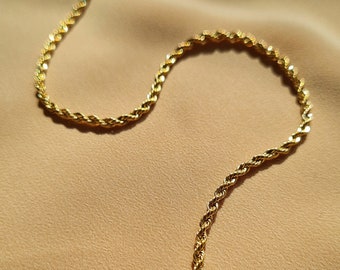 Collier chaîne corde maille fine torsadée or en acier inoxydable doré waterproof, style vintage minimaliste à accumuler, modèle Diana