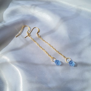 Boucles D'orelles Pendantes Longues Or Chaînes Fnes Et Pendentf Perle Goutte Facettée En