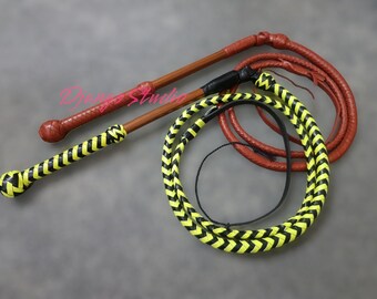 Fouet En Cuir De Vache 8 Pieds (environ 2.44m) 12 Tresses - Bullwhip Australien Bleu Leather Phobia
