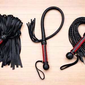 Handmade Leather Flogger Set of 3 – Premium Braided Leather Whips, Top Grain Leather Flogger, Artisan Leather Gift image 10