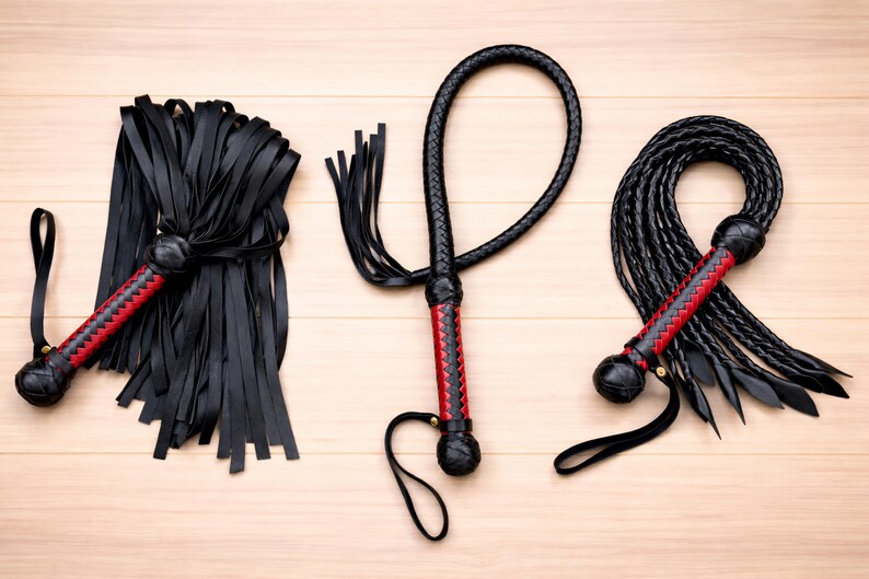 Handmade Leather Flogger Set of 3 – Premium Braided Leather Whips, Top Grain Leather Flogger, Artisan Leather Gift image 10