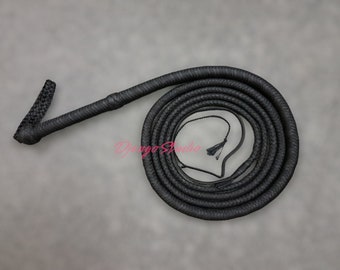 4 to 12 Feet 12 Plaits Paracord Black Nylon Heavy Duty Custom Bullwhip Professional Cracking Whip Slave Spanking Farm Handling Couple Gift