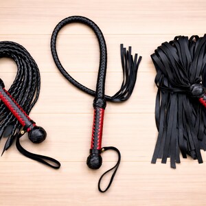 Handmade Leather Flogger Set of 3 – Premium Braided Leather Whips, Top Grain Leather Flogger, Artisan Leather Gift image 9