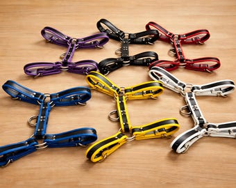 MEN Leather Adjustable Chest Strap Half Harness Clubwear Costume Colour Option Bulldog Harness