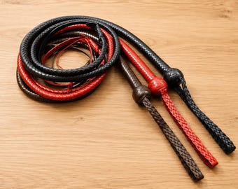 Handmade Leather Snake Whip 4-8 Feet | 12 Plait Genuine Cowhide Bullwhip | Black Brown Tan Braided Training Whip | Western Cosplay Gift