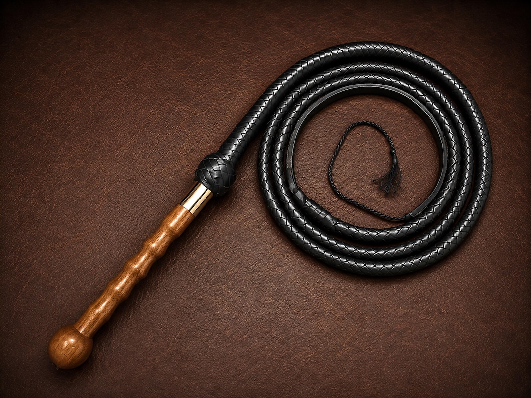 Handmade 8FT Genuine Leather Bullwhip With Wooden Handle – Premium ...