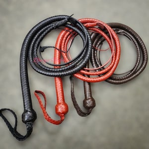 Handmade Leather Snake Whip: 12 Plaits, Heavy Duty Training