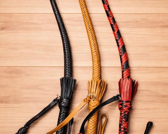 Handmade Kangaroo Leather Bullwhip 2.8ft – 12 Plait Braided Nagayka Kamcha Whip, Premium Leather Craft, Traditional Handmade Whip