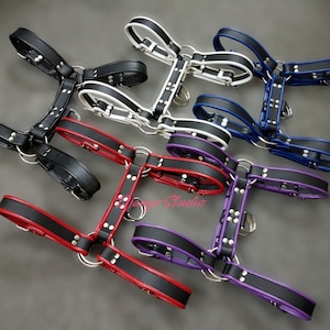 MEN Leather Adjustable Chest Strap Half Harness Club-Wear Costume Colour Option Bulldog Harness