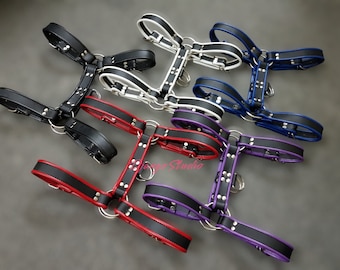 MEN Leather Adjustable Chest Strap Half Harness Club-Wear Costume Colour Option Bulldog Harness