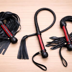 Handmade Leather Flogger Set of 3 – Premium Braided Leather Whips, Top Grain Leather Flogger, Artisan Leather Gift image 7