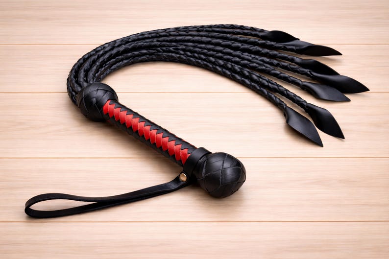 Handmade Leather Flogger Set of 3 – Premium Braided Leather Whips, Top Grain Leather Flogger, Artisan Leather Gift image 6