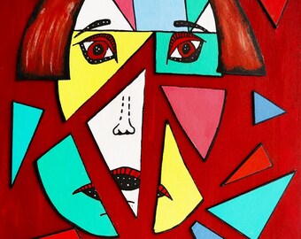 Giclee Print - Cubism Portrait - Art Print "Coming Back Together"